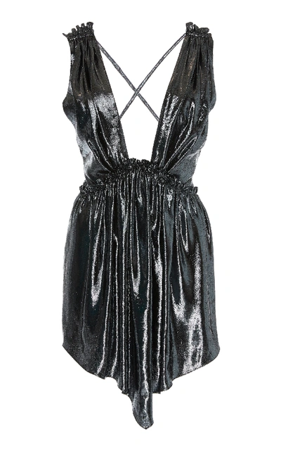 Shop Isabel Marant Kyle Pleated Silk-blend Dress In Metallic