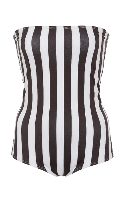 Shop Verde Limon Tijuana Strapless One Piece Swimsuit In Black/white