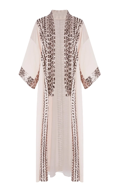 Shop Temperley London Luminary Sequined Crepe Kimono In Pink