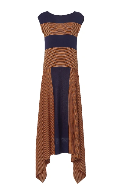 Shop Loewe Asymmetric Striped Silk-jersey Maxi Dress