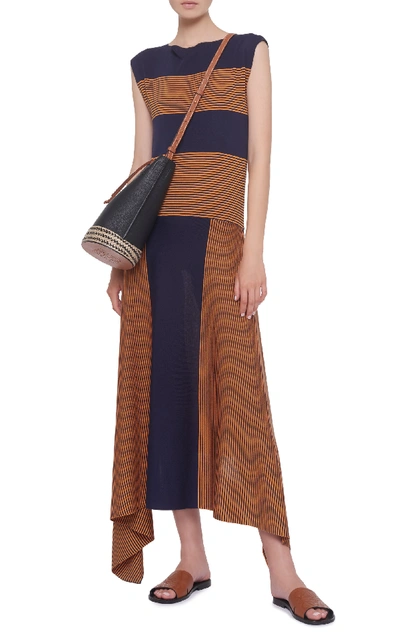 Shop Loewe Asymmetric Striped Silk-jersey Maxi Dress