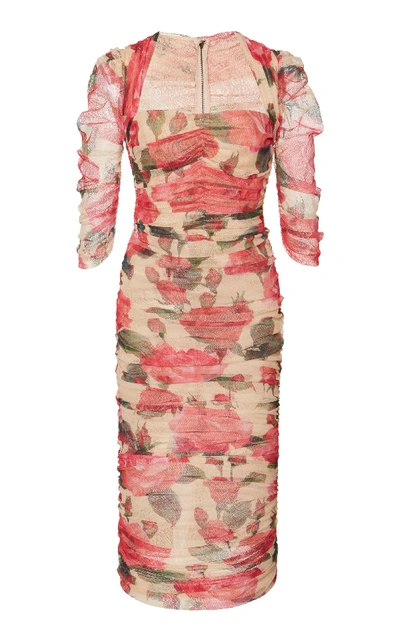 Shop Dolce & Gabbana Rose Tulle Midi Dress In Floral