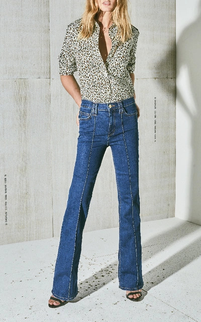 Shop Current Elliott Admirer High-rise Flare Jeans In Blue