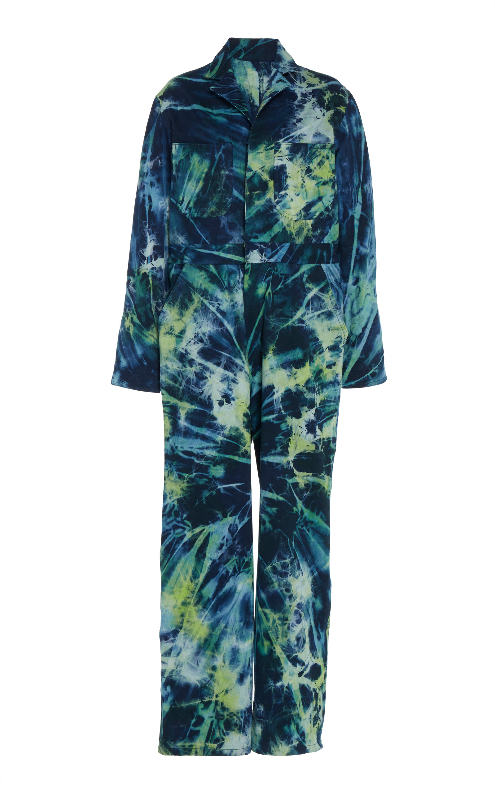 tie dye denim jumpsuit