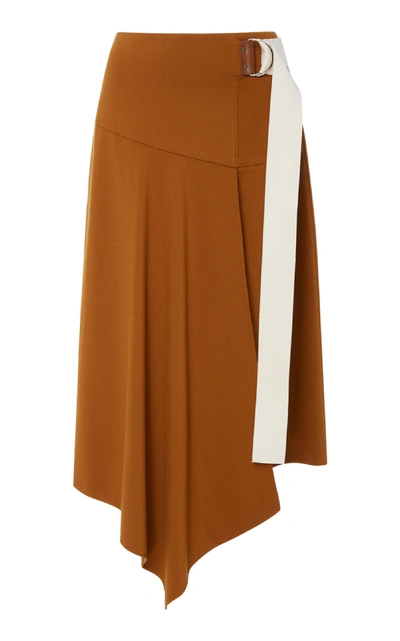 Shop Tibi Lightweight Ponte Asymmetric Drape Skirt In Brown