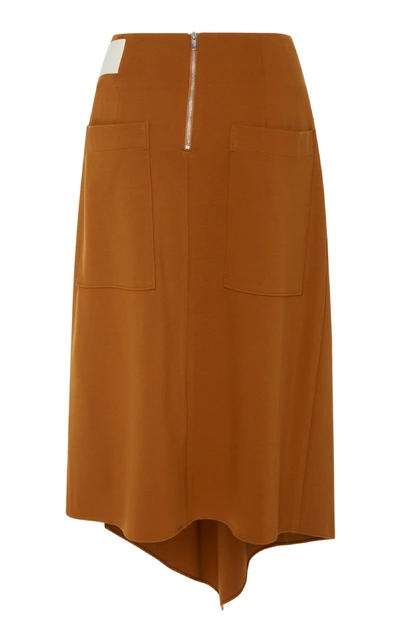 Shop Tibi Lightweight Ponte Asymmetric Drape Skirt In Brown