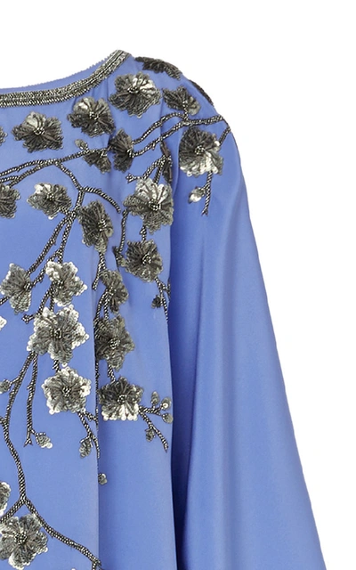 Shop Joanna Mastroianni Exclusive Floral Embellished Silk Caftan In Blue