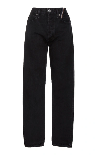 Shop Jean Atelier Ryan Cropped High-rise Slim-leg Jeans In Dark Wash