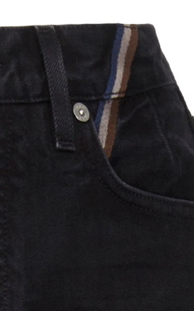 Shop Jean Atelier Ryan Cropped High-rise Slim-leg Jeans In Dark Wash