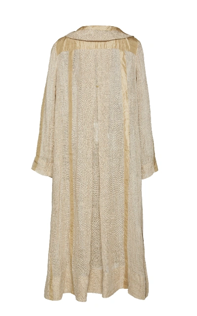 Shop Péro Striped Silk Coat In Neutral