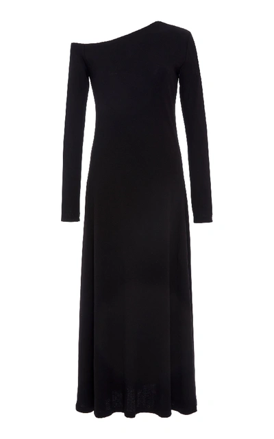 Shop Rosetta Getty One-shoulder Cotton Flare Dress In Black