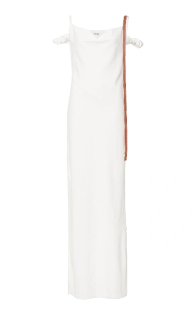 Shop Loewe Leather Strap Strappy Dress In White