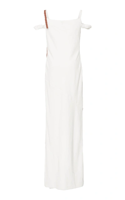 Shop Loewe Leather Strap Strappy Dress In White