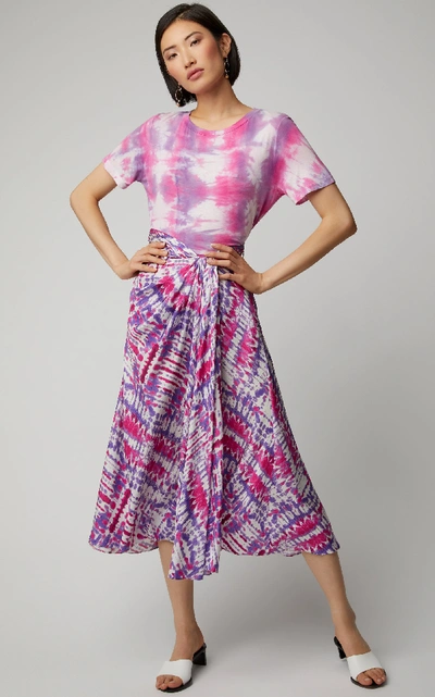 Shop Prabal Gurung Tie-dye Silk Midi Skirt In Purple
