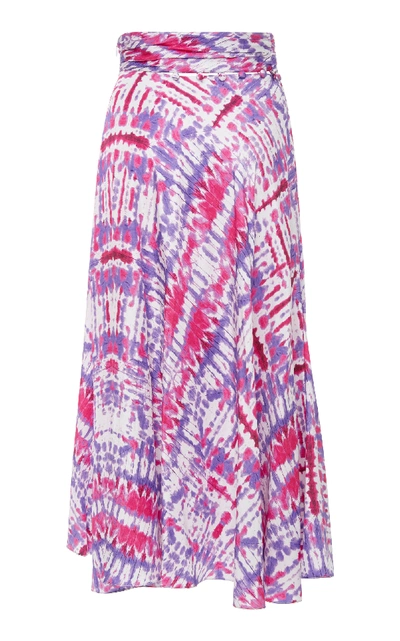Shop Prabal Gurung Tie-dye Silk Midi Skirt In Purple
