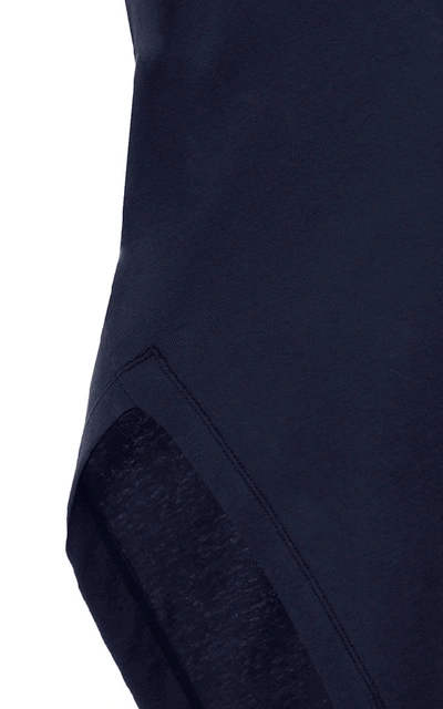 Shop Rosetta Getty Asymmetric Cotton-jersey Turtleneck Top In Navy
