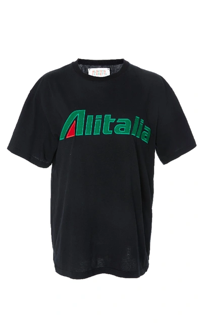 Shop Alberta Ferretti "alitalia" Cotton T-shirt In Black