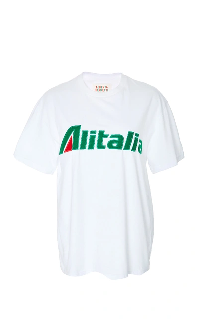 Shop Alberta Ferretti "alitalia" Cotton T-shirt In White