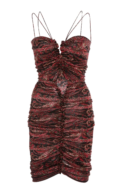Shop Isabel Marant Wilma Ruched Chiffon Mini Dress In Print