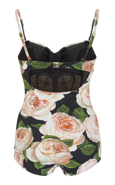 Shop Dolce & Gabbana Rose-print Balconette Swimsuit In Floral