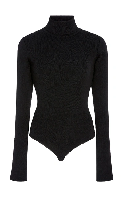 Shop Khaite Cate Wool-blend Bodysuit In Black