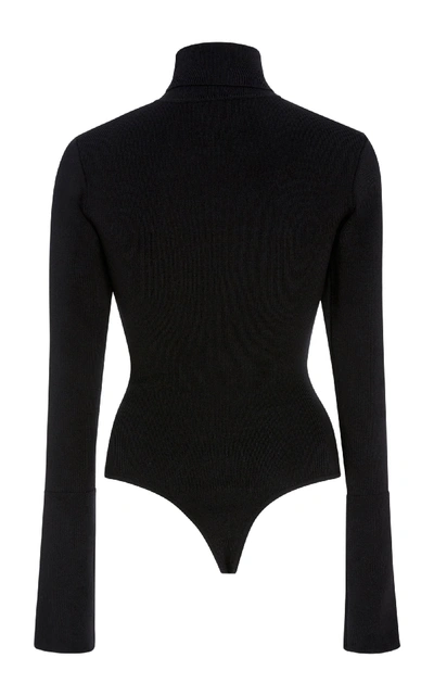 Shop Khaite Cate Wool-blend Bodysuit In Black