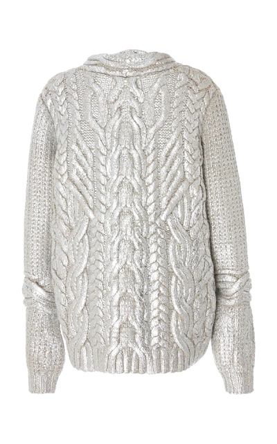 Shop Partow Maxime Wool-cashmere Cable-knit Sweater In Silver