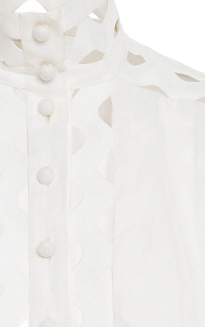 Shop Zimmermann Ninety-six Linen-blend Mini Dress In White