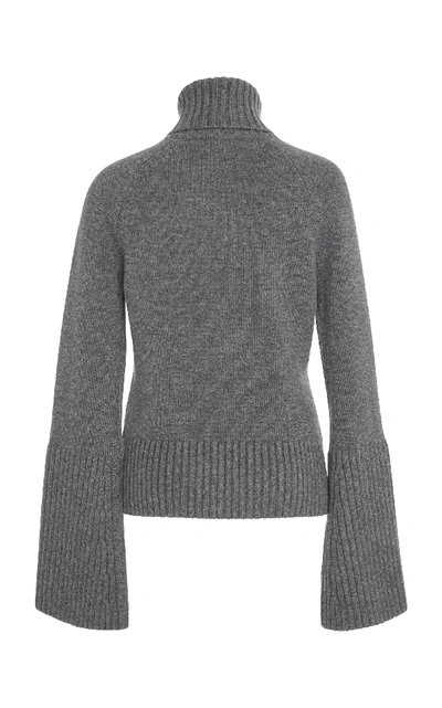 Shop Michael Kors Bell Sleeve Cashmere Turtleneck Sweater In Grey