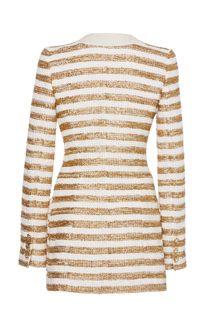 Shop Alessandra Rich Striped Tweed Double-breasted Jacket