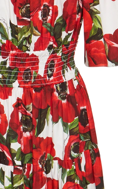 Shop Dolce & Gabbana Floral Off-the-shoulder Poplin Dress
