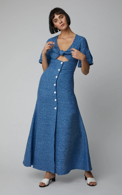 Shop Alexis Jameela Linen Maxi Dress In Blue