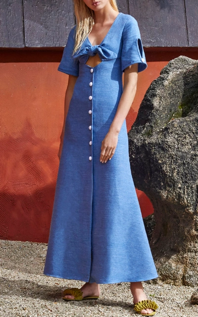 Shop Alexis Jameela Linen Maxi Dress In Blue