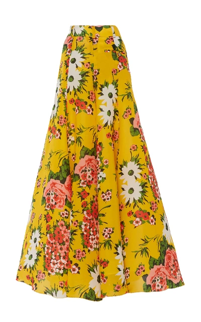Shop Carolina Herrera Full Silk Palazzo Pants In Floral