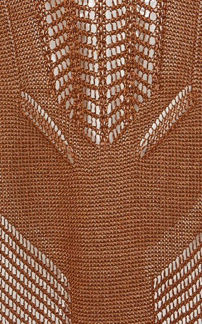 Shop Cushnie Twisted Crochet-knit Tank In Brown