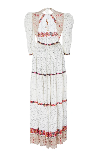 Shop Ulla Johnson Salma Embroidered Linen-cotton Gown In White