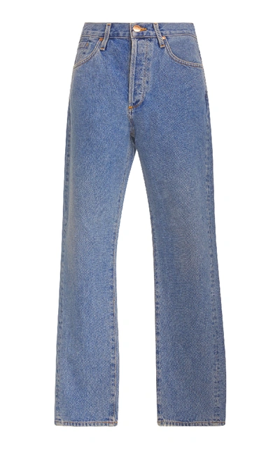 Shop Goldsign Benefit High-rise Straight-leg Jeans In Light Wash