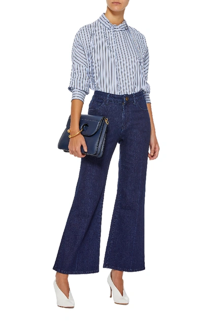 Shop Eve Denim Jacqueline Cropped Mid-rise Flared Jeans In Dark Wash