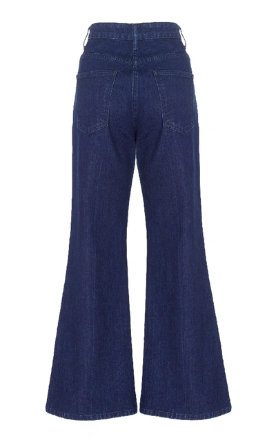 Shop Eve Denim Jacqueline Cropped Mid-rise Flared Jeans In Dark Wash