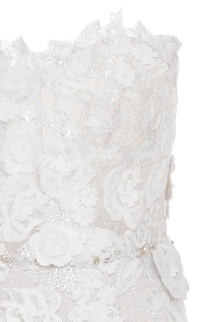 Shop Mira Zwillinger Ashalia Floral-embellished Lace Gown In White