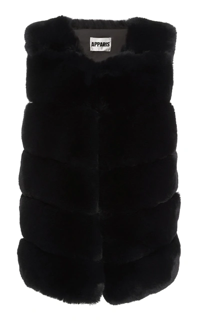 Shop Apparis Maya Faux Fur Vest In Black