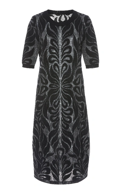 Shop Partow Anise Flocked Wool Dress In Black