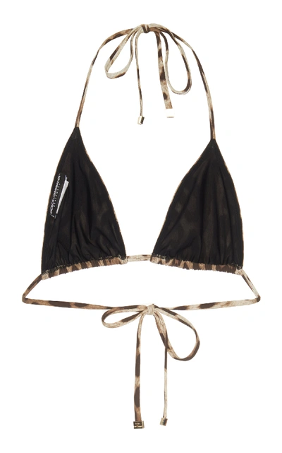 Shop Dolce & Gabbana Leopard-print Triangle Bikini Top In Animal