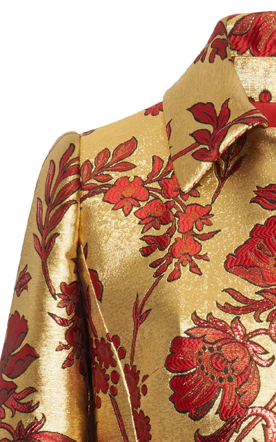 Shop Dolce & Gabbana Floral Lurex Jacquard Coat