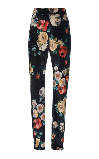 Shop Attico Printed Velvet Skinny Pants In Floral