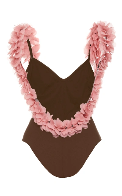 Shop La Reveche Amira Flower One Piece In Brown