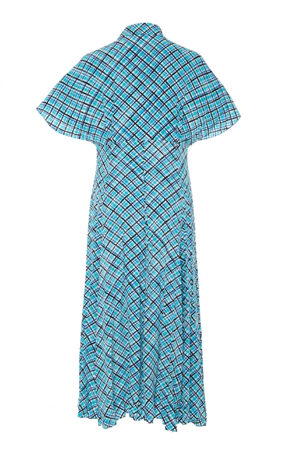 Shop Michael Kors Printed Silk-crepe Midi Shirt Dress In Blue