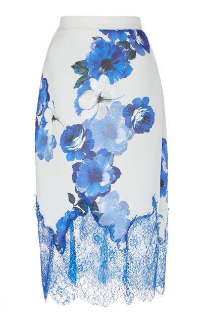 Shop Costarellos Printed Crepe Midi Skirt In Floral