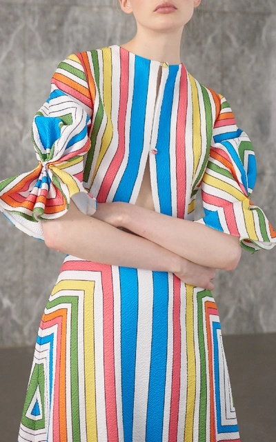 Shop Emilia Wickstead Severine Cropped Striped Poplin Blouse In Print