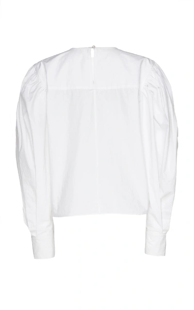 Shop Isabel Marant Étoile Wona Embroidered Cotton-poplin Top In White